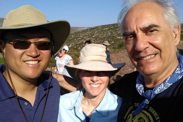 At Kastrouli Late Mycenean Settlement excavation (2018) with co-PI Andrew Koh and Kate Birney (USA)